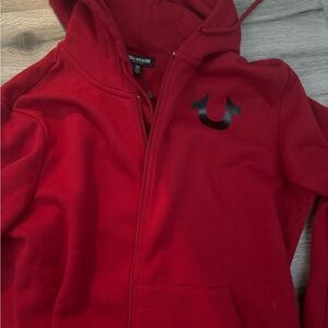True Religion Bold Red Zip-Up Hoodie